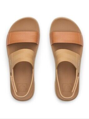 Reef Two-Tone Tan & Cognac Slide Sandals